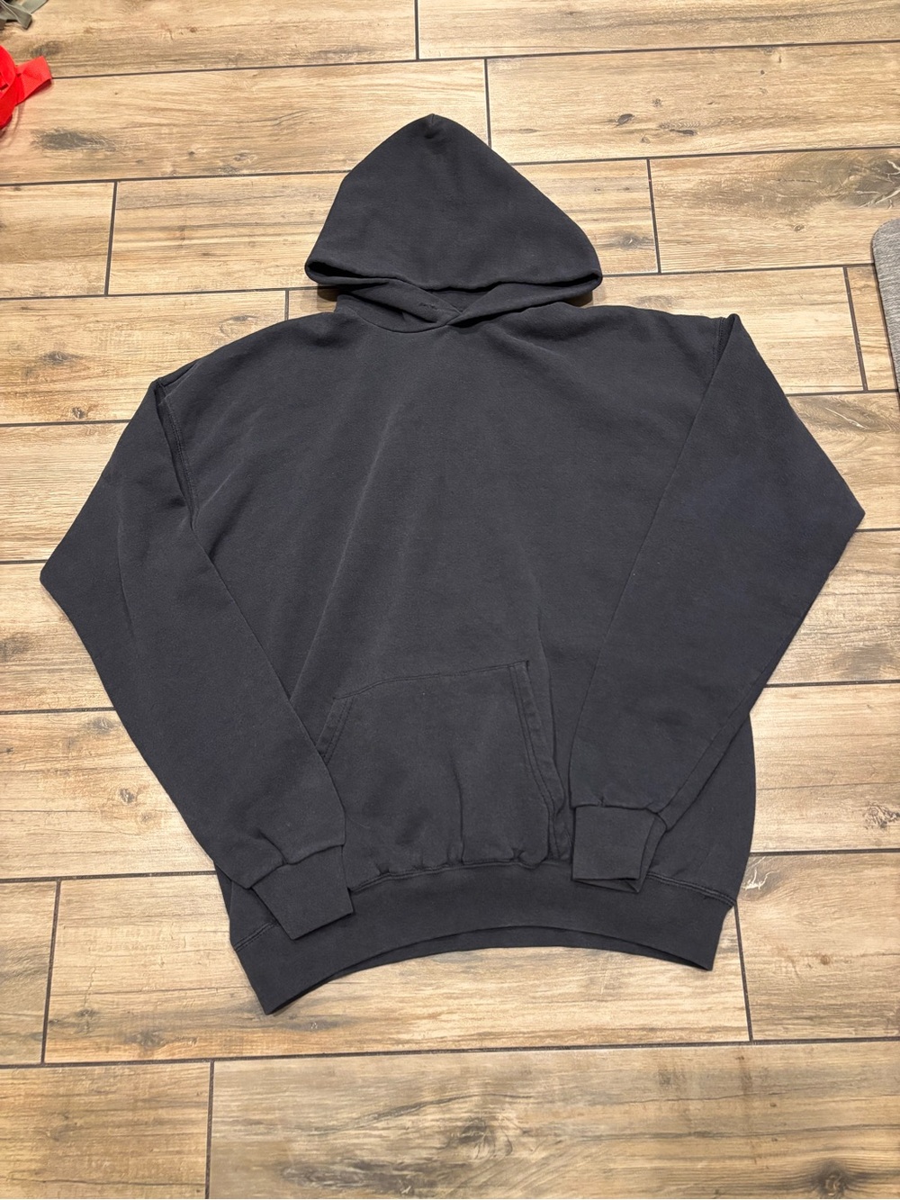 Vintage Faded Black Santee Made in USA Blank Faded Pullover Hoodie Mens XL